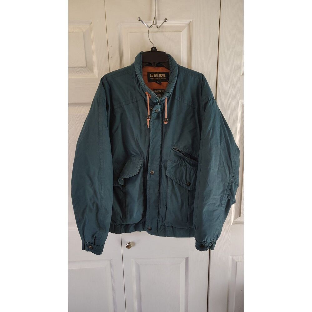 Vintage 90's Retro Pacific Trail Teal Outdoor Jacket with Hidden Hood XL